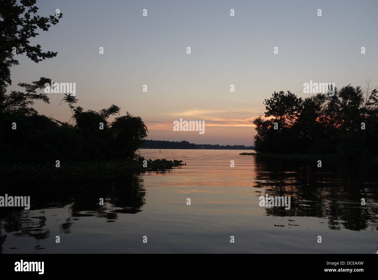 Summer evening on a lake in Indiana, USA. Stock Photo
