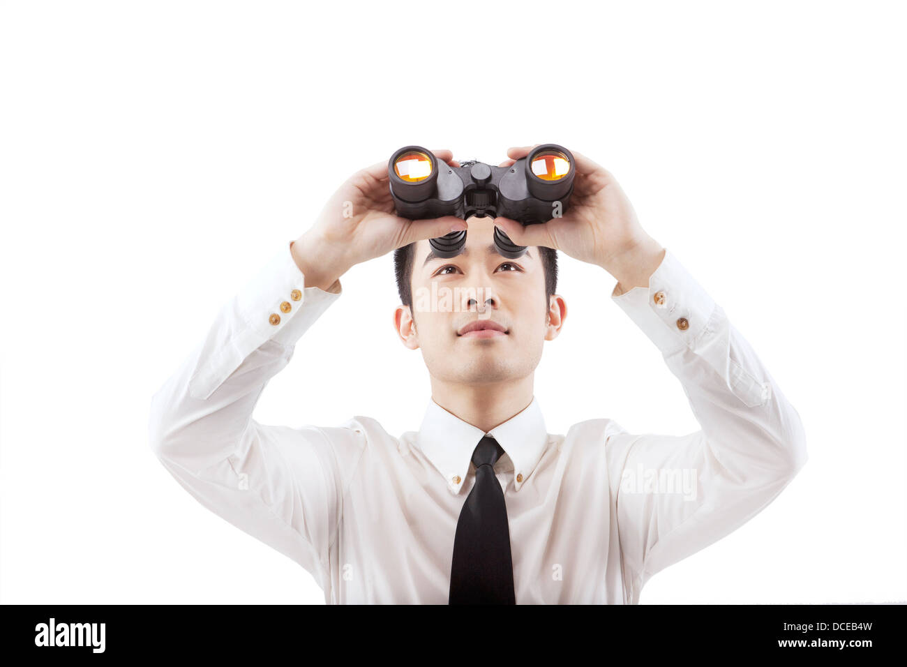 Business people using telescope Stock Photo - Alamy