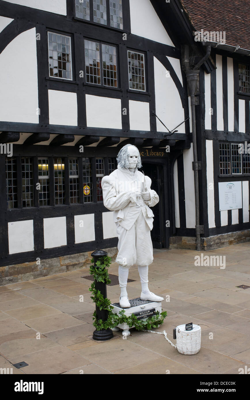 William Shakespeare Ghost, living statue. Henley Street, Stratford upon