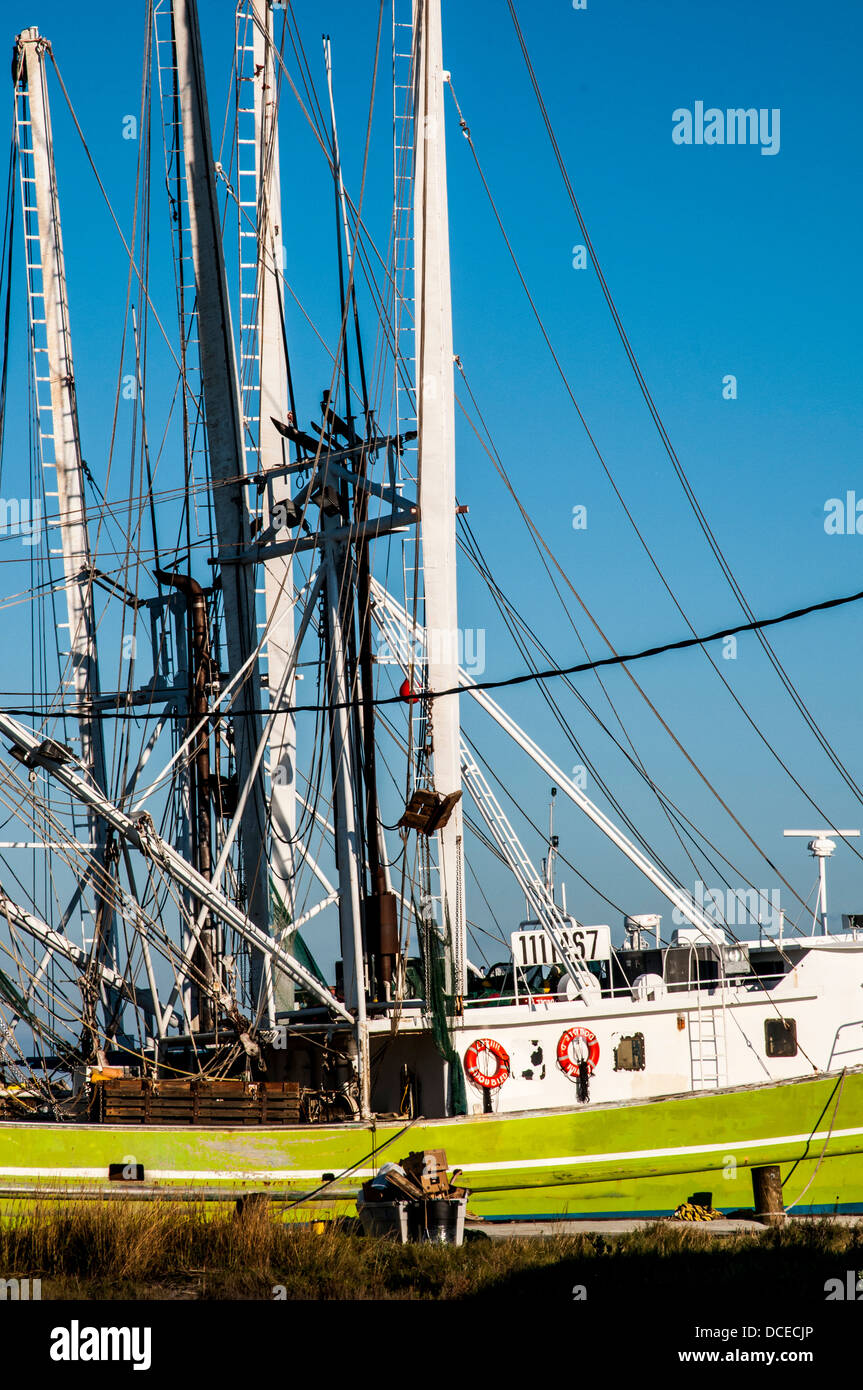 USA, Louisiana, Atchafalaya Basin, Leeville, old sailing fishing boats. Stock Photo