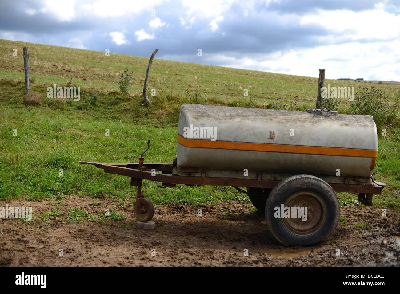 Watering place for cows on a field in Germany. Photo Frank May Stock