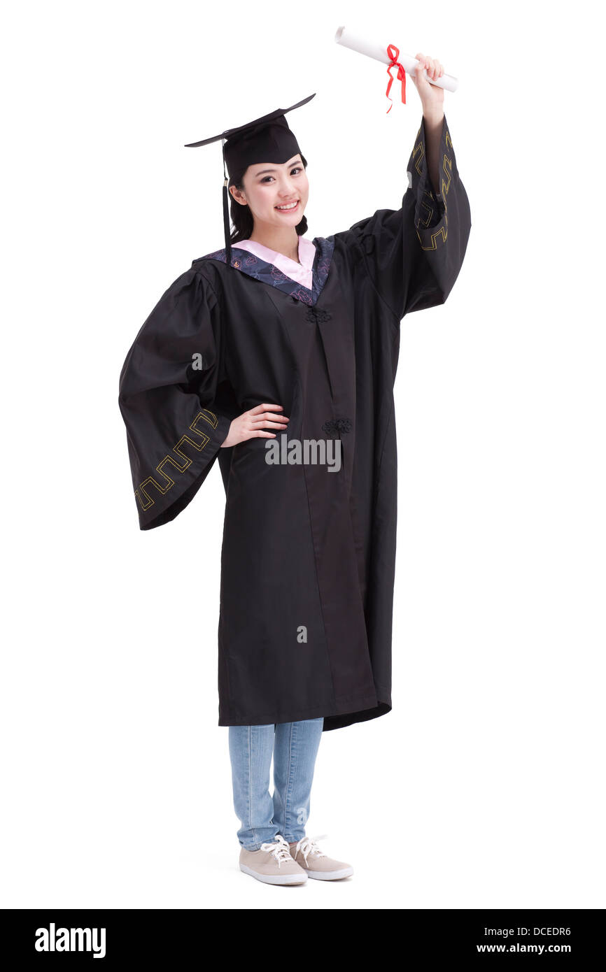 Happy College Graduate In Graduation Gown Stock Photo Alamy Happy College Graduate In Graduation Gown Stock Photo Alamy