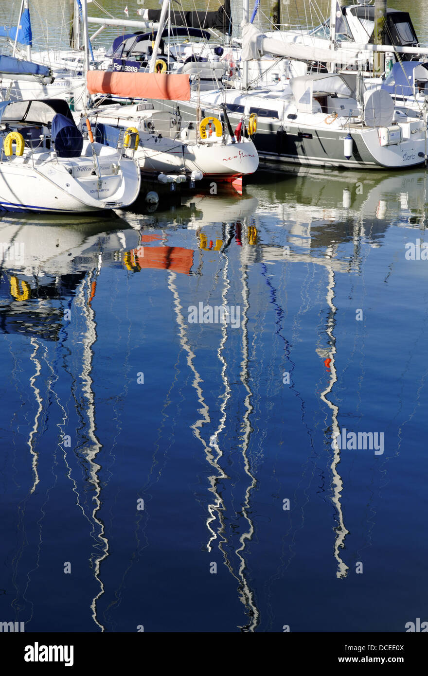 Yachts, East Cowes Marina, East Cowes, Isle of Wight, England, UK,GB. Stock Photo