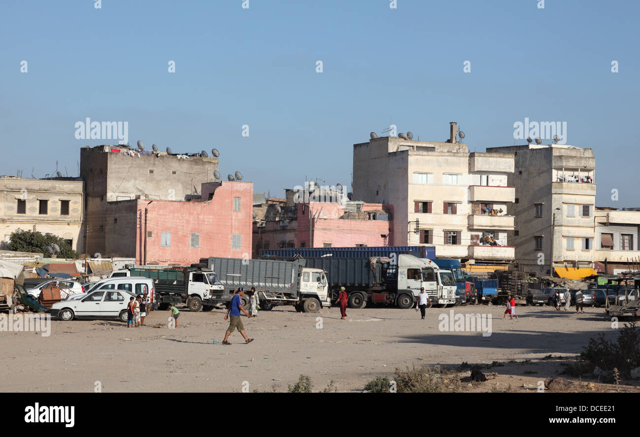 Parking lot at the medina in Casablanca, Morocco Stock Photo