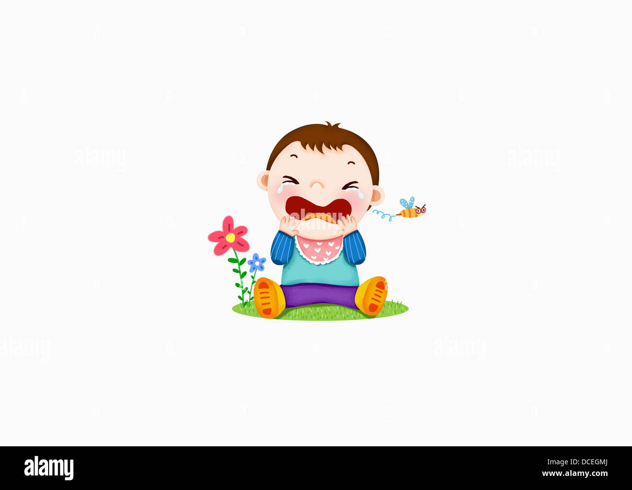 an illustration of a baby crying Stock Photo