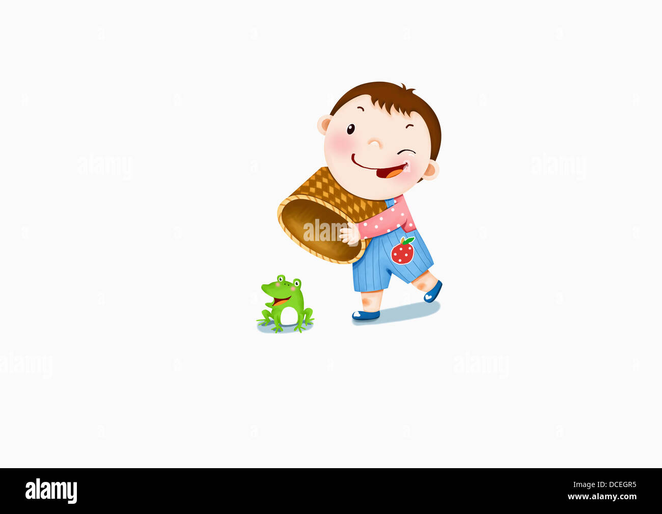 an illustration of a boy catching a frog Stock Photo Alamy
