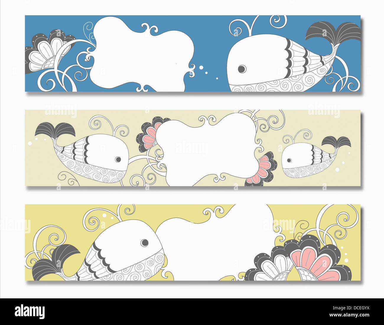 an illustration of cards with whales Stock Photo - Alamy