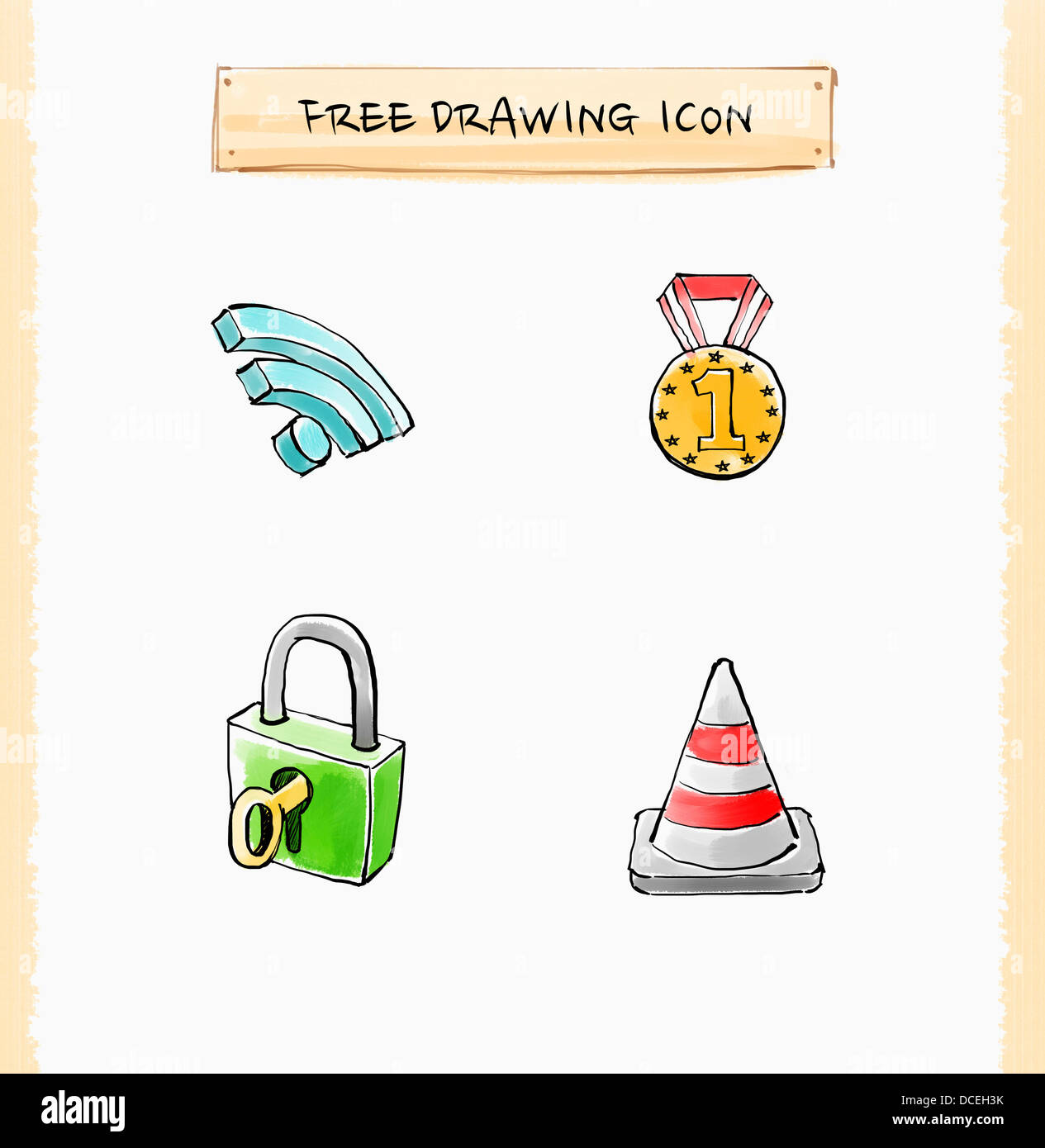 illustration drawing of icons Stock Photo - Alamy