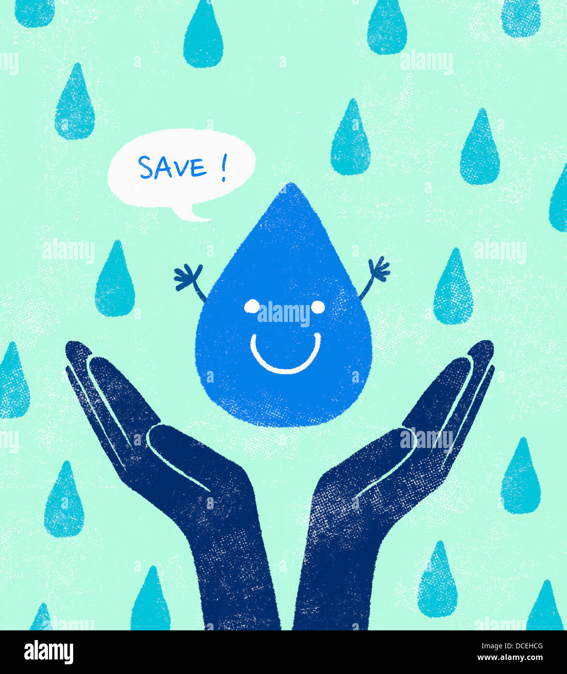an illustration of saving a water drop Stock Photo - Alamy