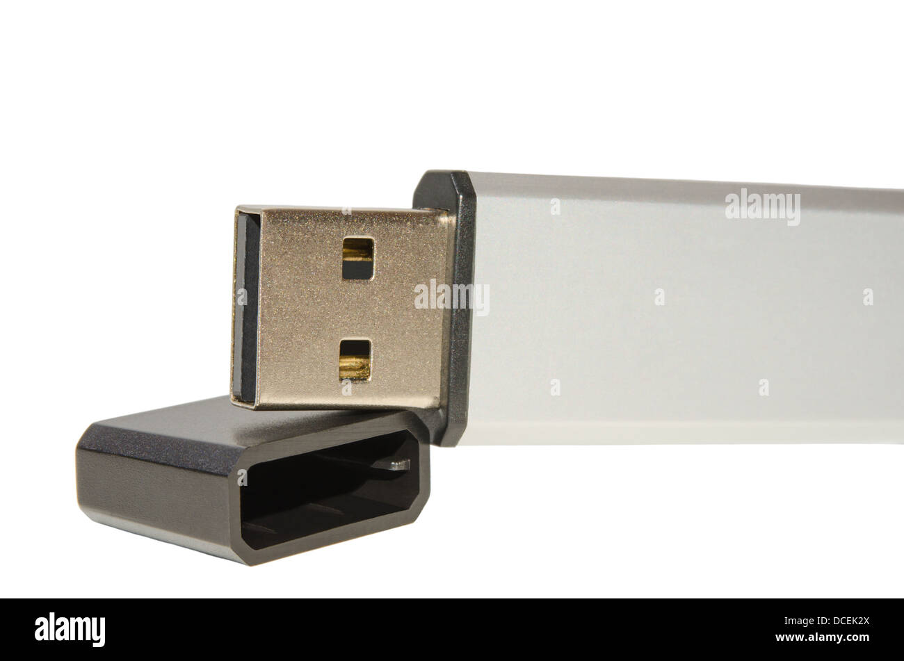 Close up USB flash memory or disk-on-key isolated on white Stock Photo