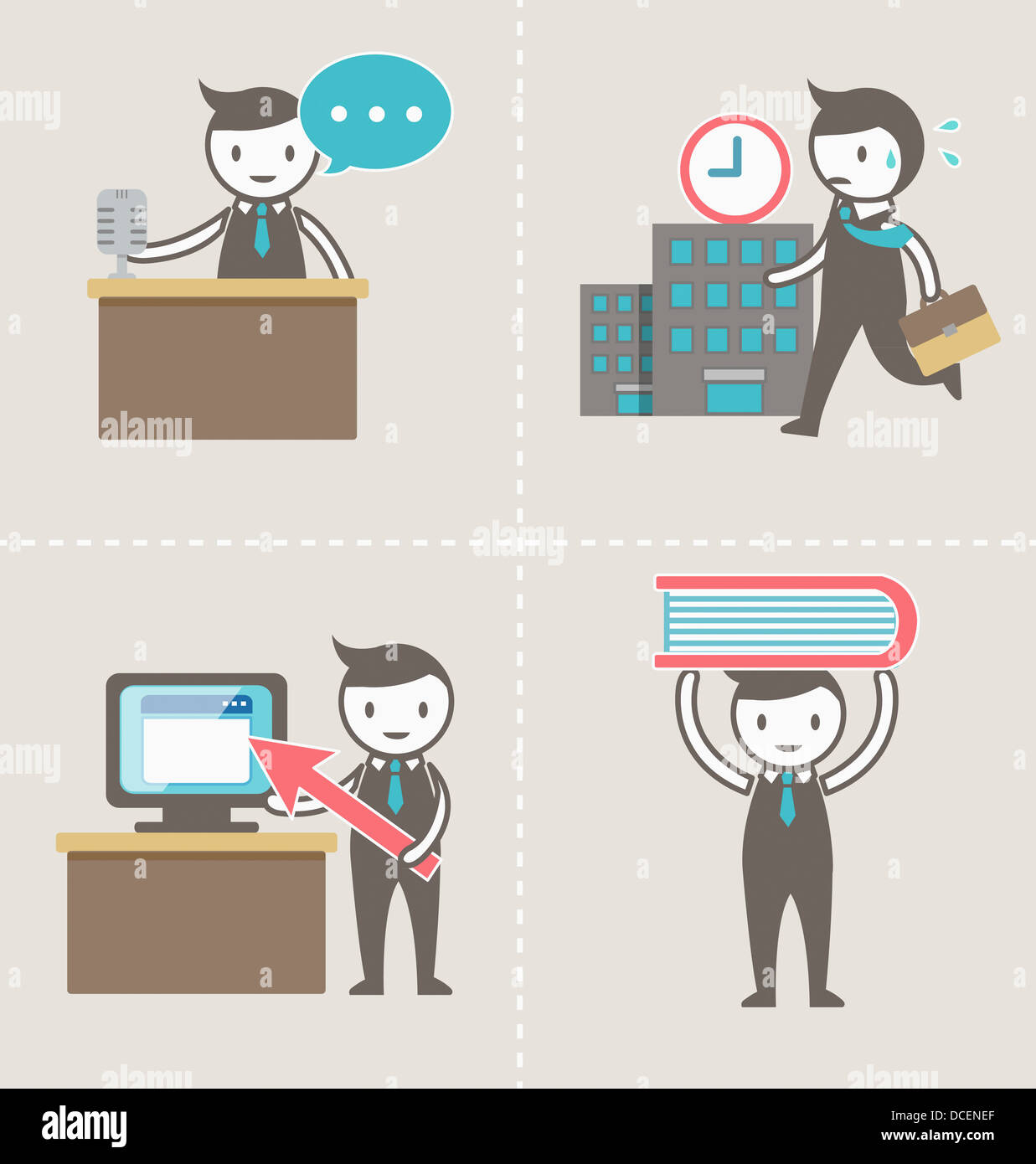 illustration characters of man at work Stock Photo - Alamy