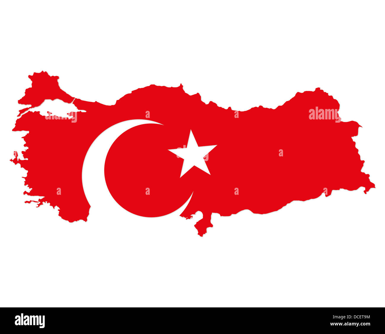 map and flag of Turkey on white background Stock Photo
