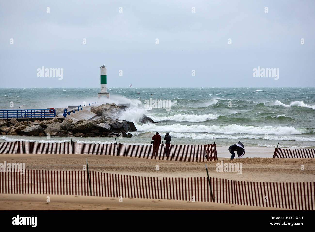 Hurricane Sandy remnants at Holland State Park, Michigan Stock Photo