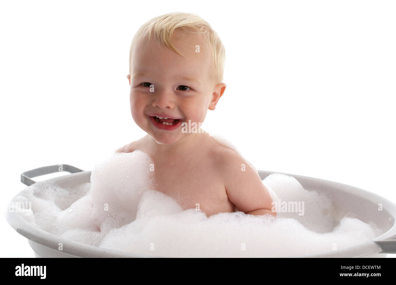 Baby boy in bathtub Stock Photo Alamy