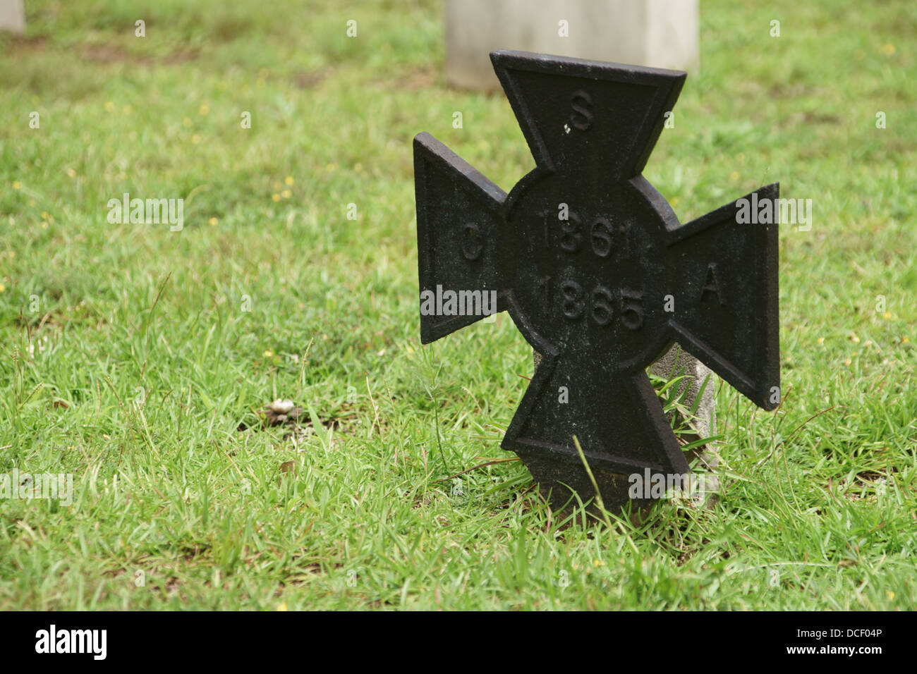 Iron CSA 'Confederate States of America' grave marker at Springwood Cemetery in Greenville, South Carolina Stock Photo