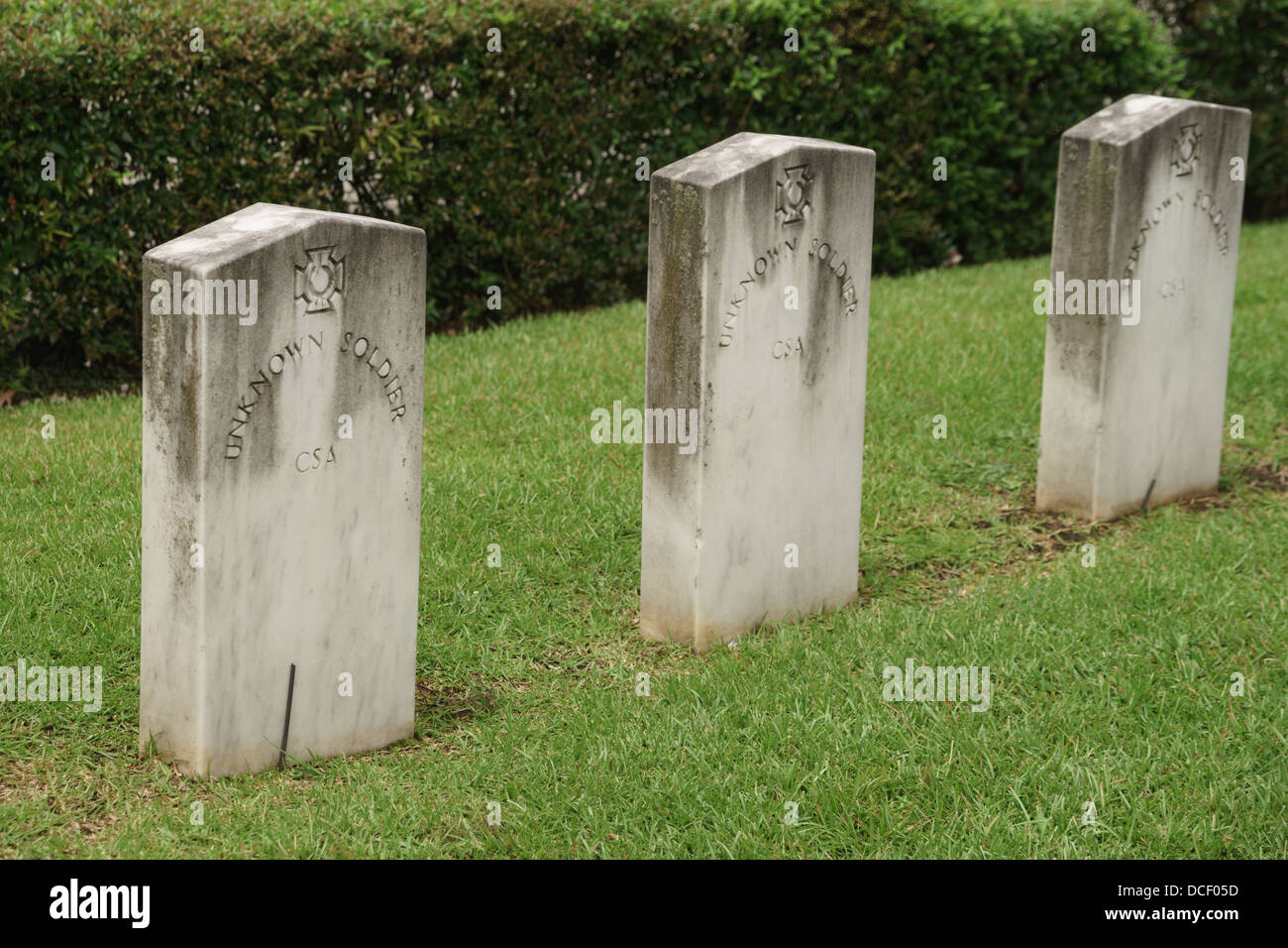 CSA Confederate States of America unknown soldier tombstone located at Springwood Cemetery in Greenville, South Carolina Stock Photo