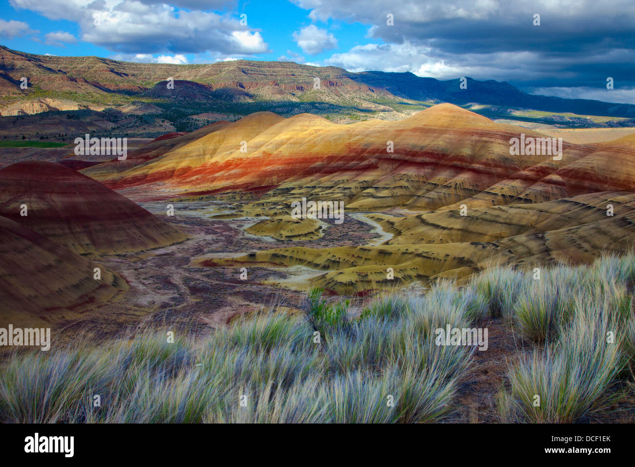 USA, Oregon. Landscape of the Painted Hills Unit, John Day Fossil Beds National Monument. Stock Photo
