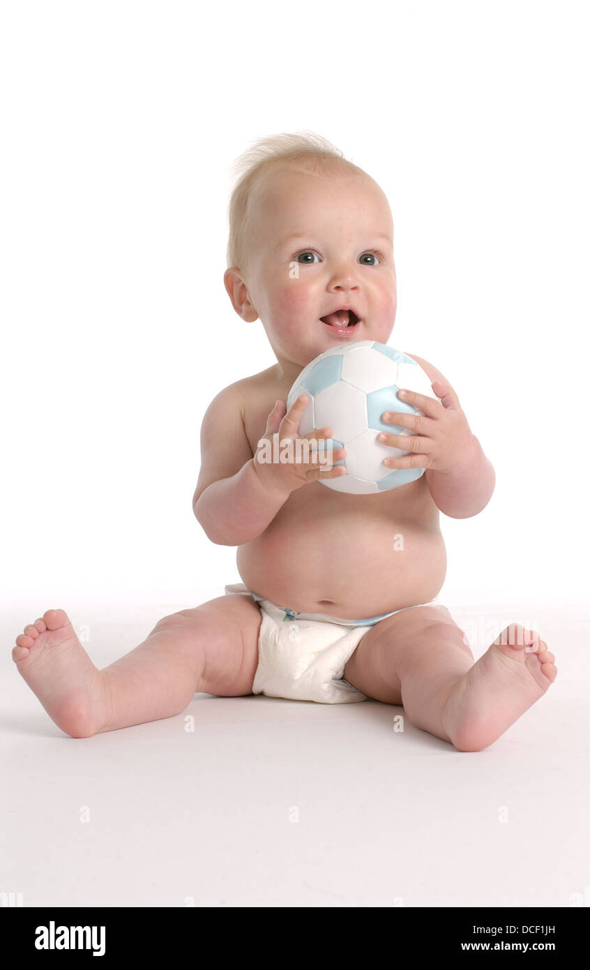 Baby boy with a toy ball Stock Photo Alamy