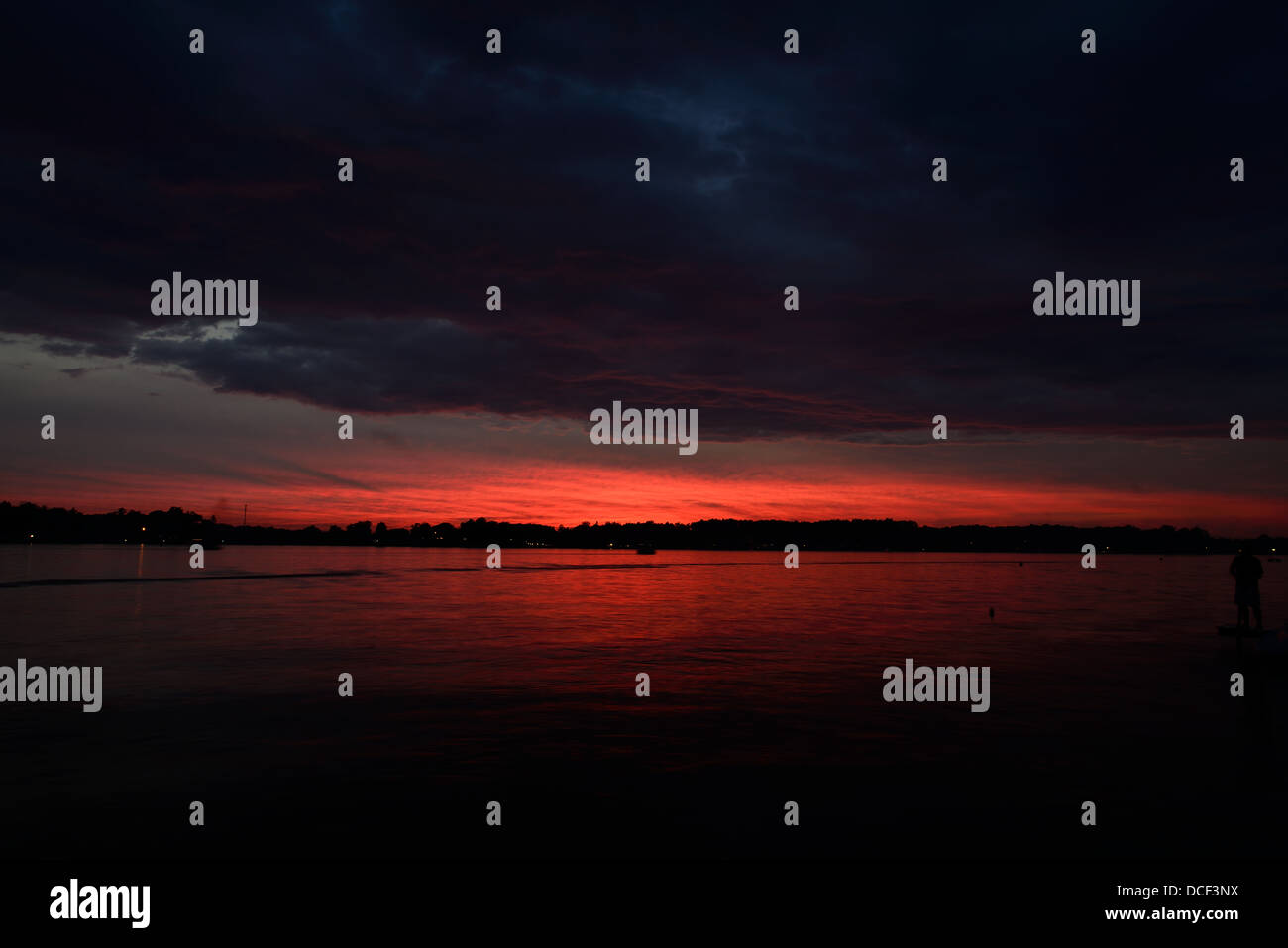 Sunset over Lake Stock Photo