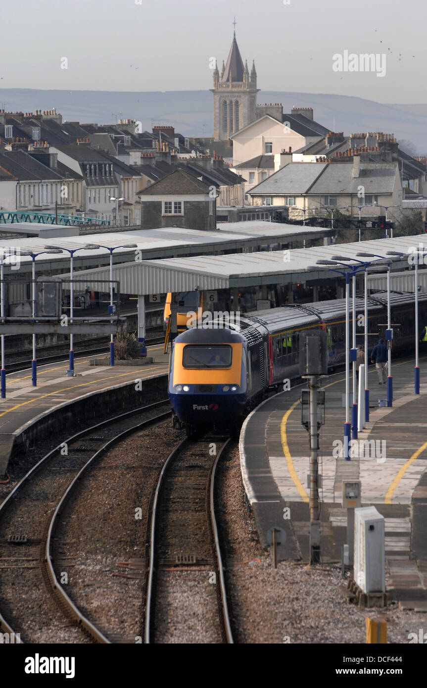 A train leaving Plymouth Train station,Devon,UK Stock Photo Alamy
