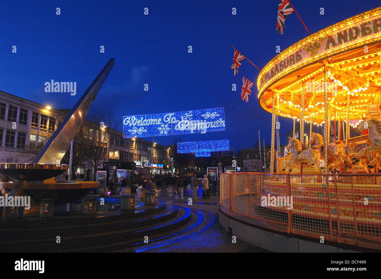 The Christmas lights in Plymouth create a festive atmosphere as