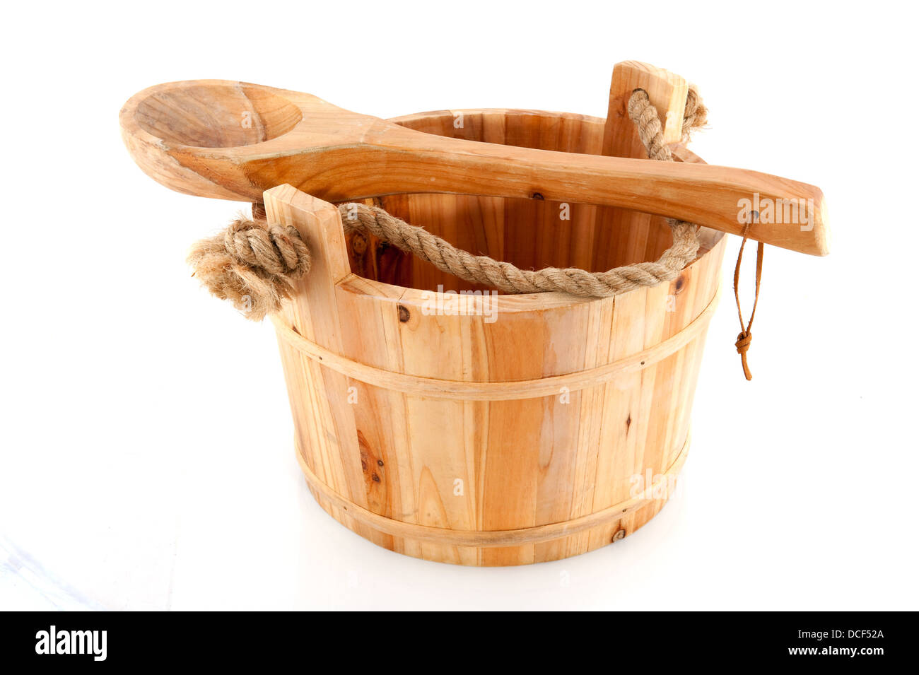 Wooden sauna bucket Stock Photo Alamy