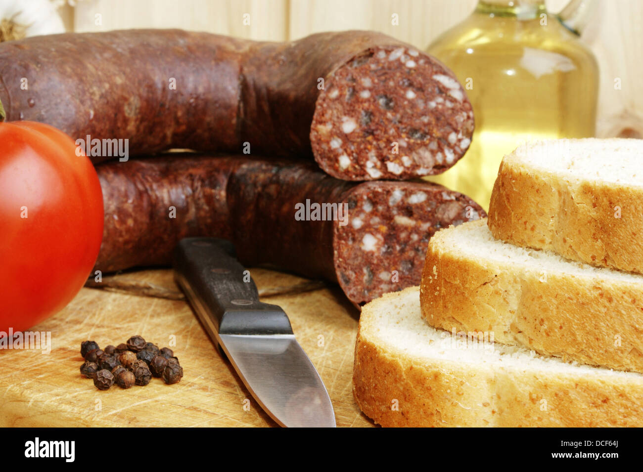some home made sausage and some toast bread Stock Photo Alamy