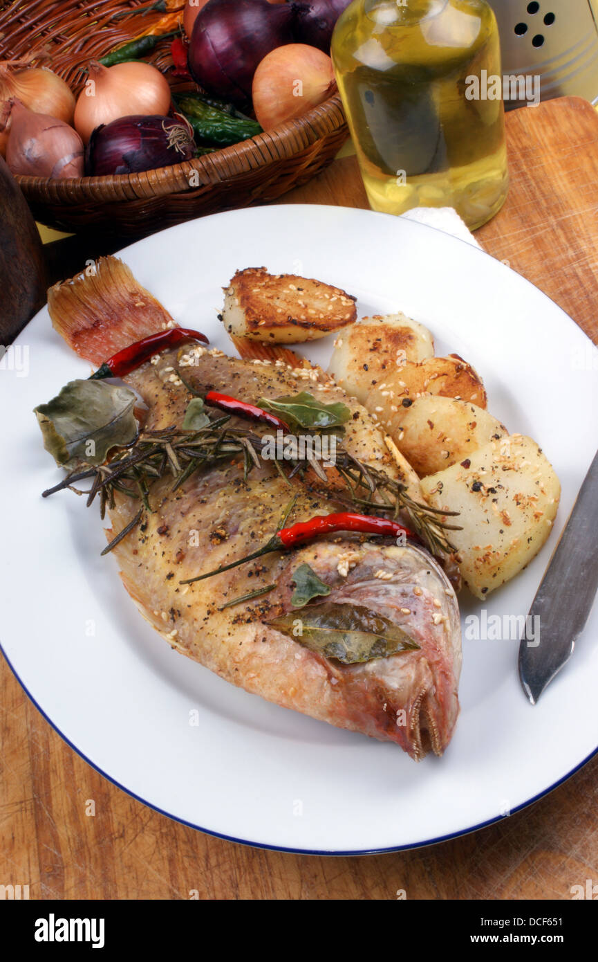 grilled tilapia with spices ready to eat Stock Photo Alamy