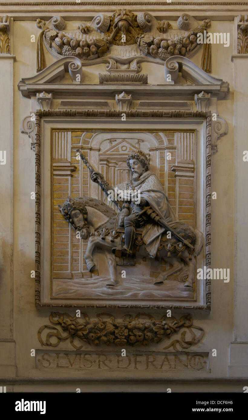 Relief of king Louis IX of France (Saint Louis), Cathedral of Cordoba, Spain. Stock Photo