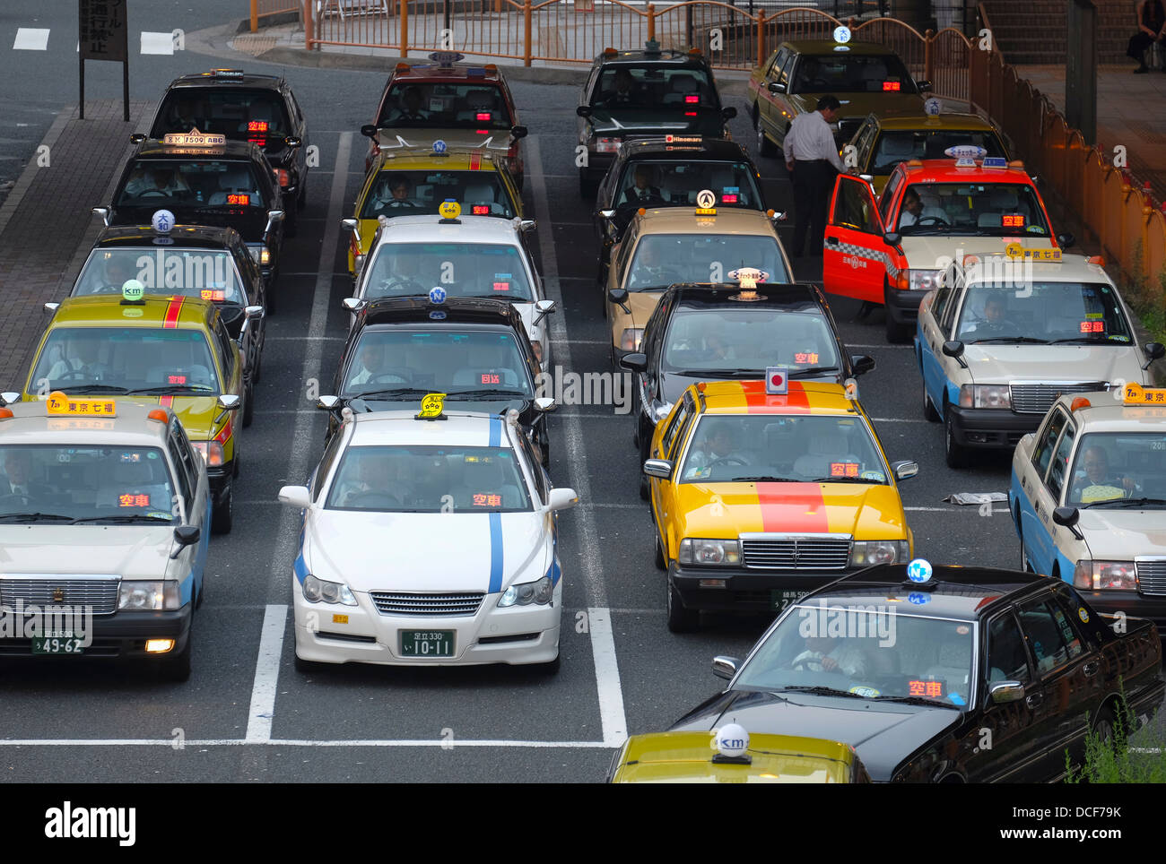 Vacant taxis waiting near Ueno station Stock Photo