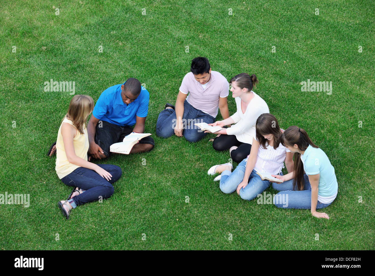 Group Of Friends Having A Bible Study Stock Photo Alamy