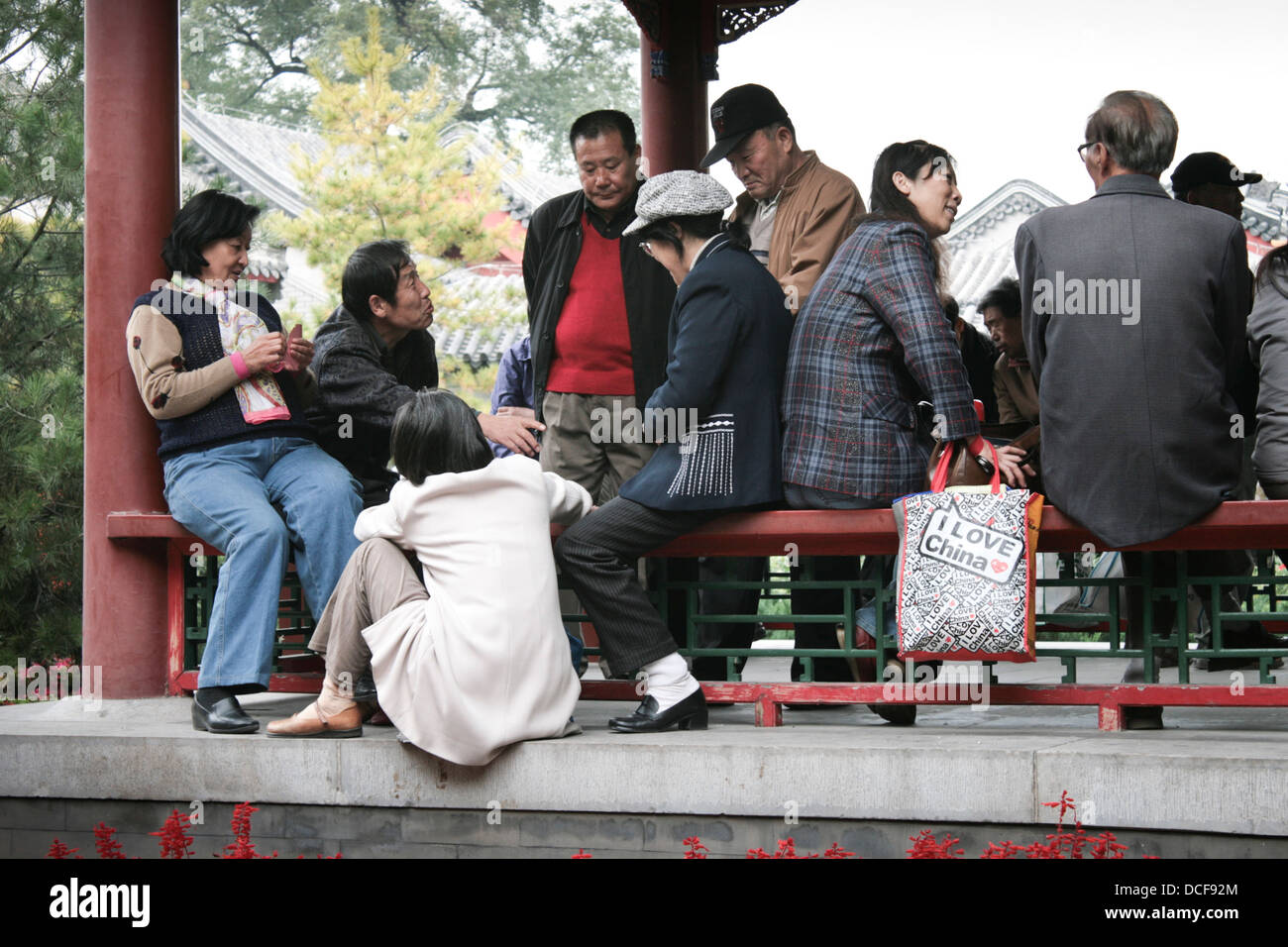 Group middle aged chinese people sit hires stock photography and