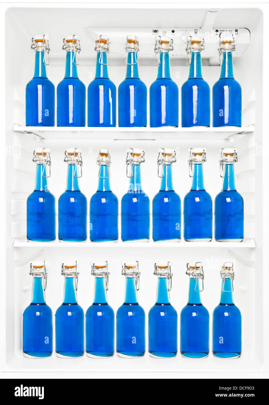 Bottles in a fridge Stock Photo Alamy