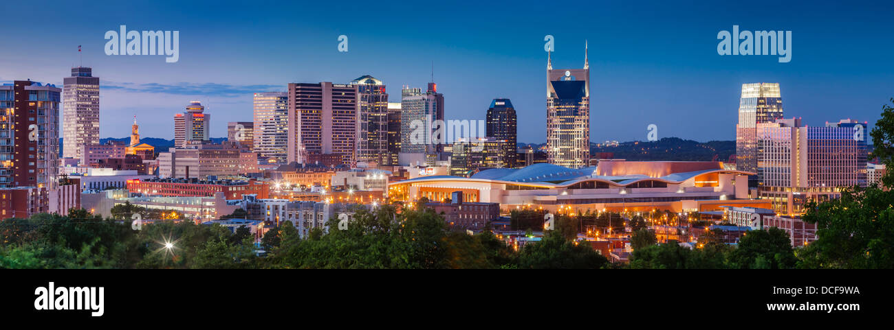 Twilight over Nashville Tennessee, USA Stock Photo