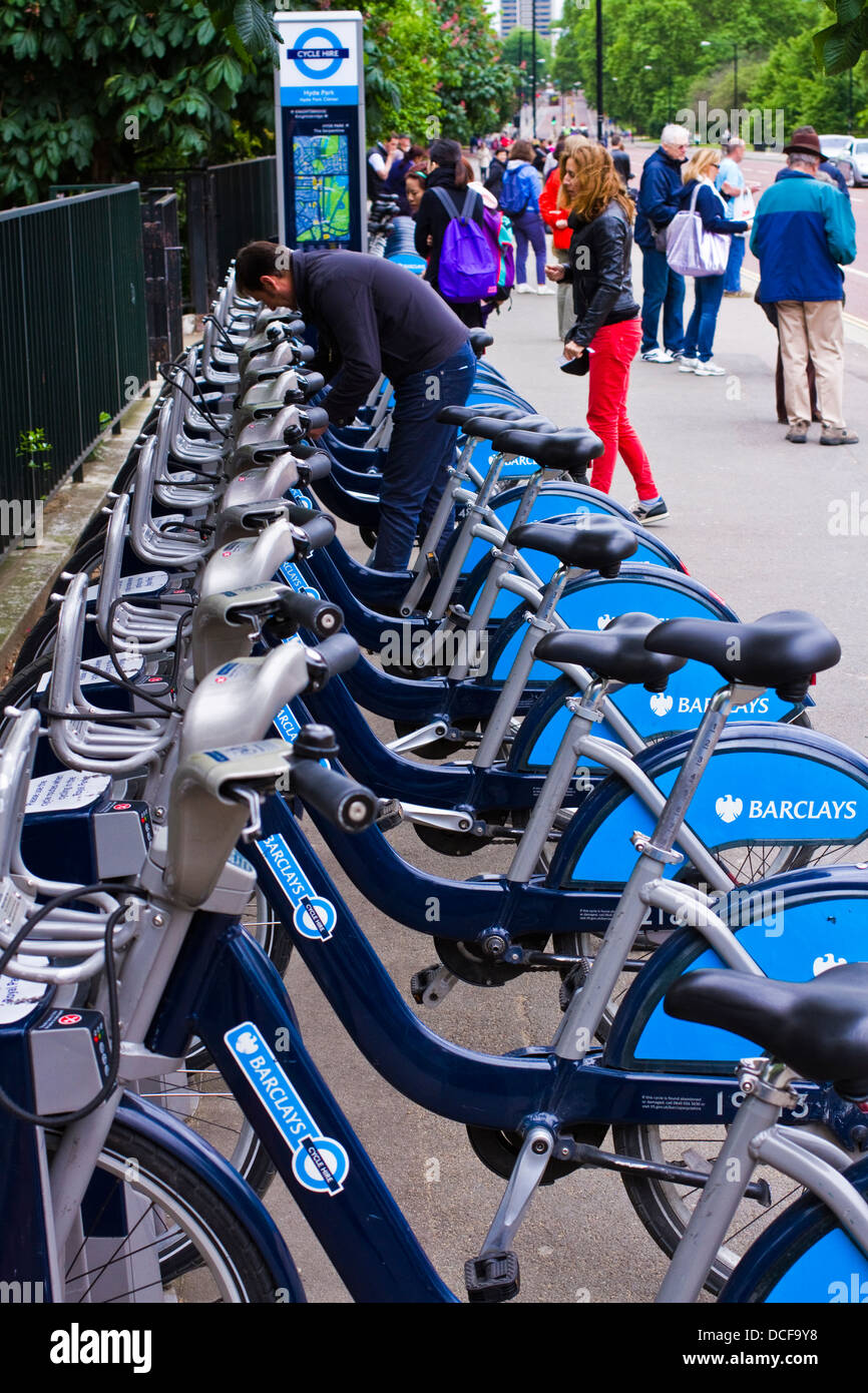 Boris Bikes in london Hyde Park England U.K Stock Photo Alamy