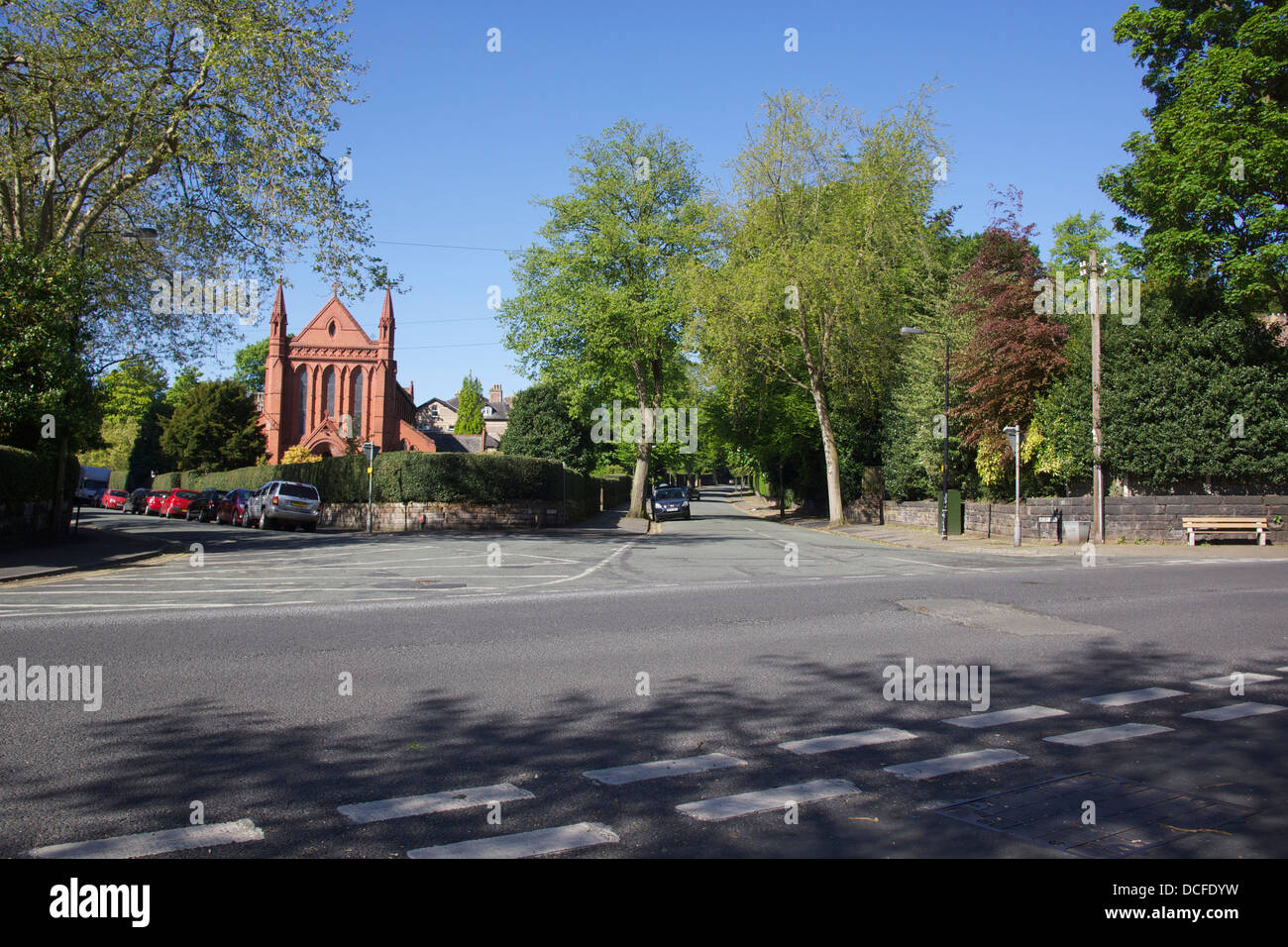 Groby Road and Regent Road crossroads, Altrincham Stock Photo
