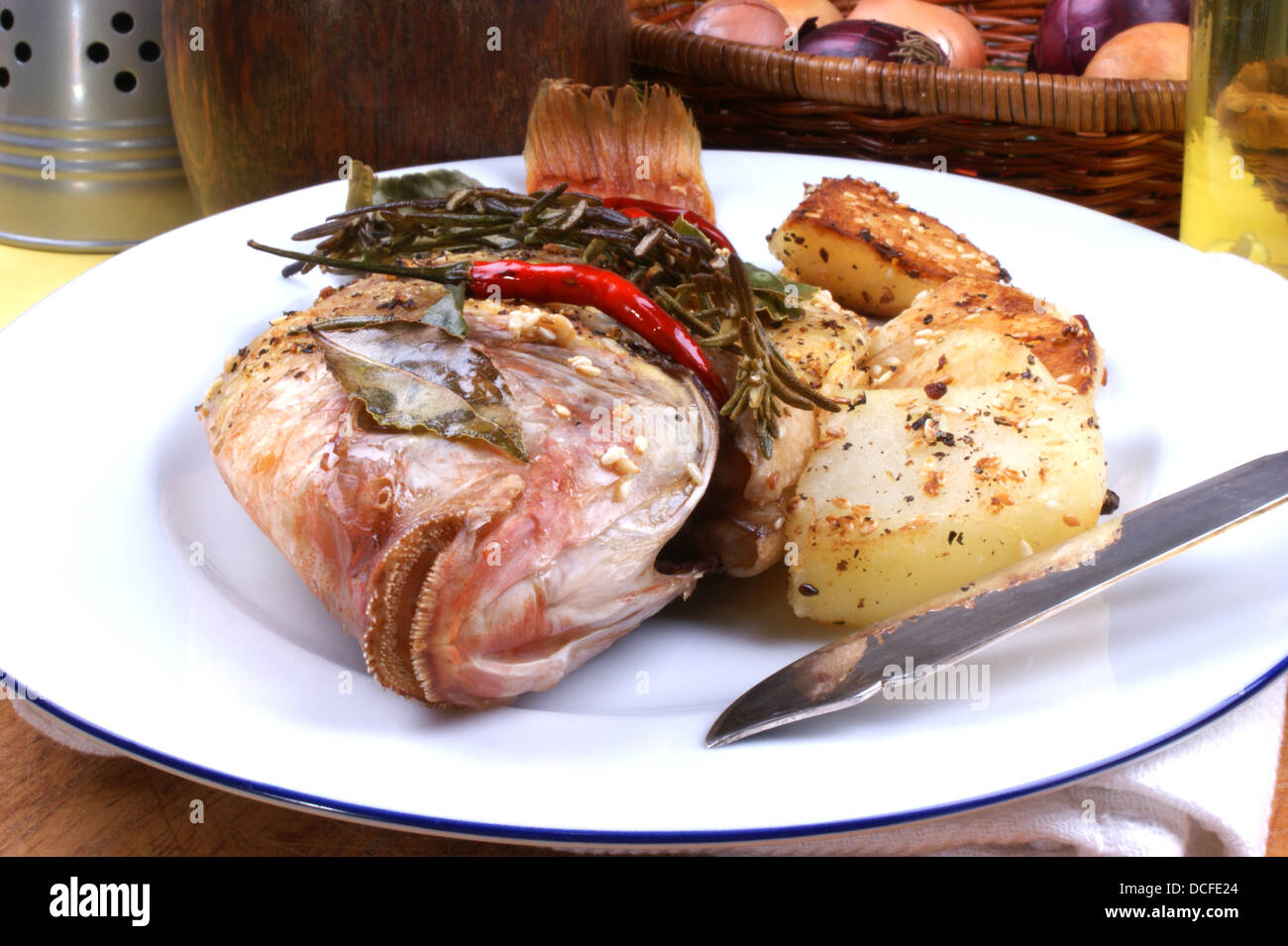 grilled tilapia with spices ready to eat Stock Photo Alamy