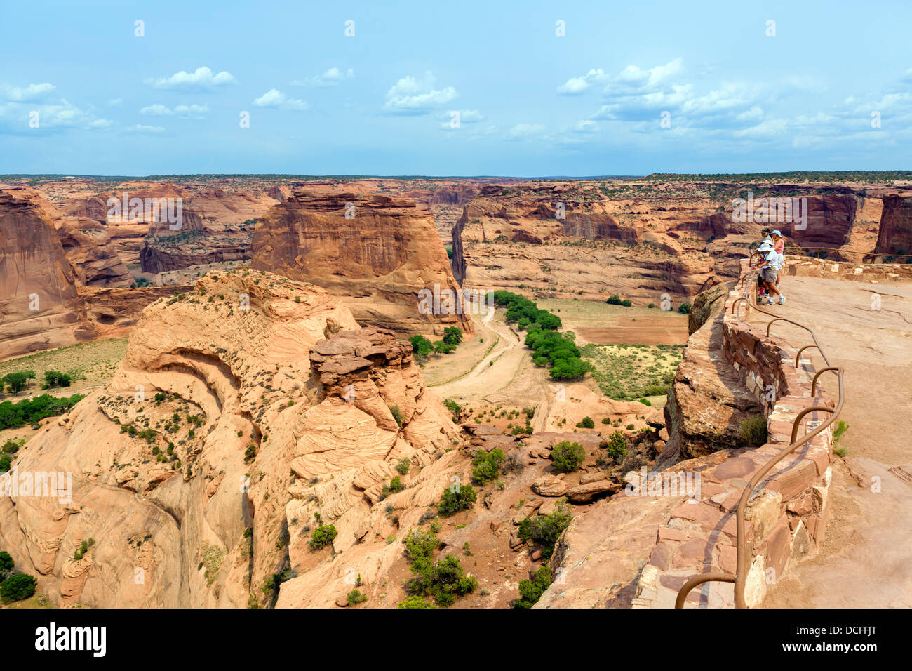 Tourists at the White House Overlook, South Rim, Canyon de Chelly National Monument, Chinle, Arizona, USA Stock Photo