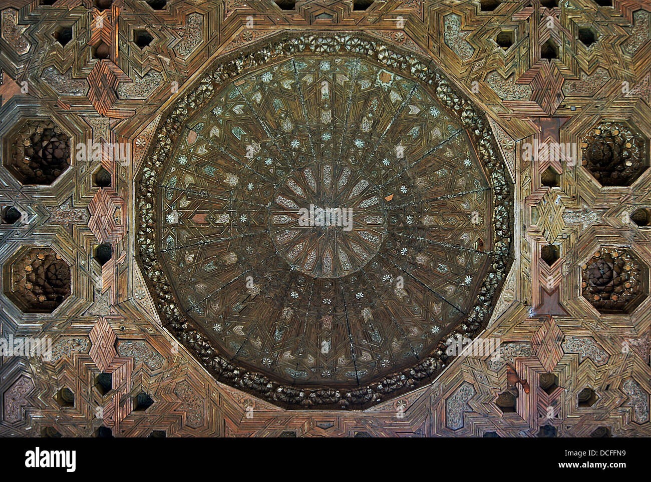 wooden ceiling of the Partal pavilion, Alhambra, Granada, Spain Stock Photo