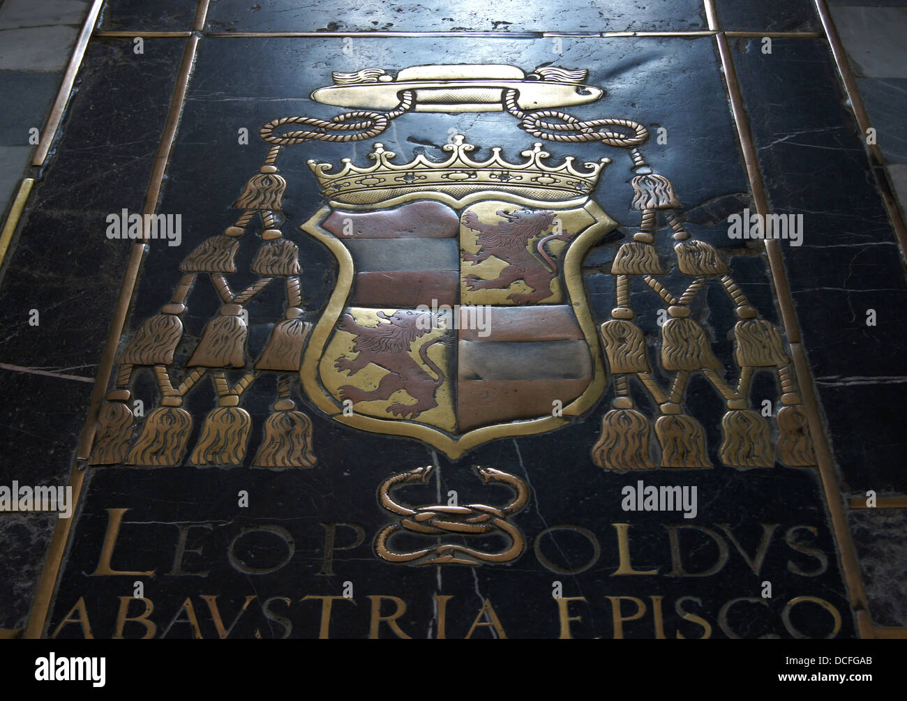 gravestone, of Leopold of Austria, bishop of Cordoba, Mosque-Cathedral of Cordoba, Spain. He was an illegitimate son of Emperor Stock Photo