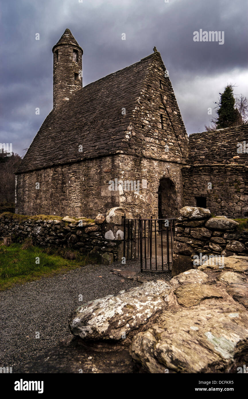 St Kevin's Church, Glendalough, Ireland. Stock Photo