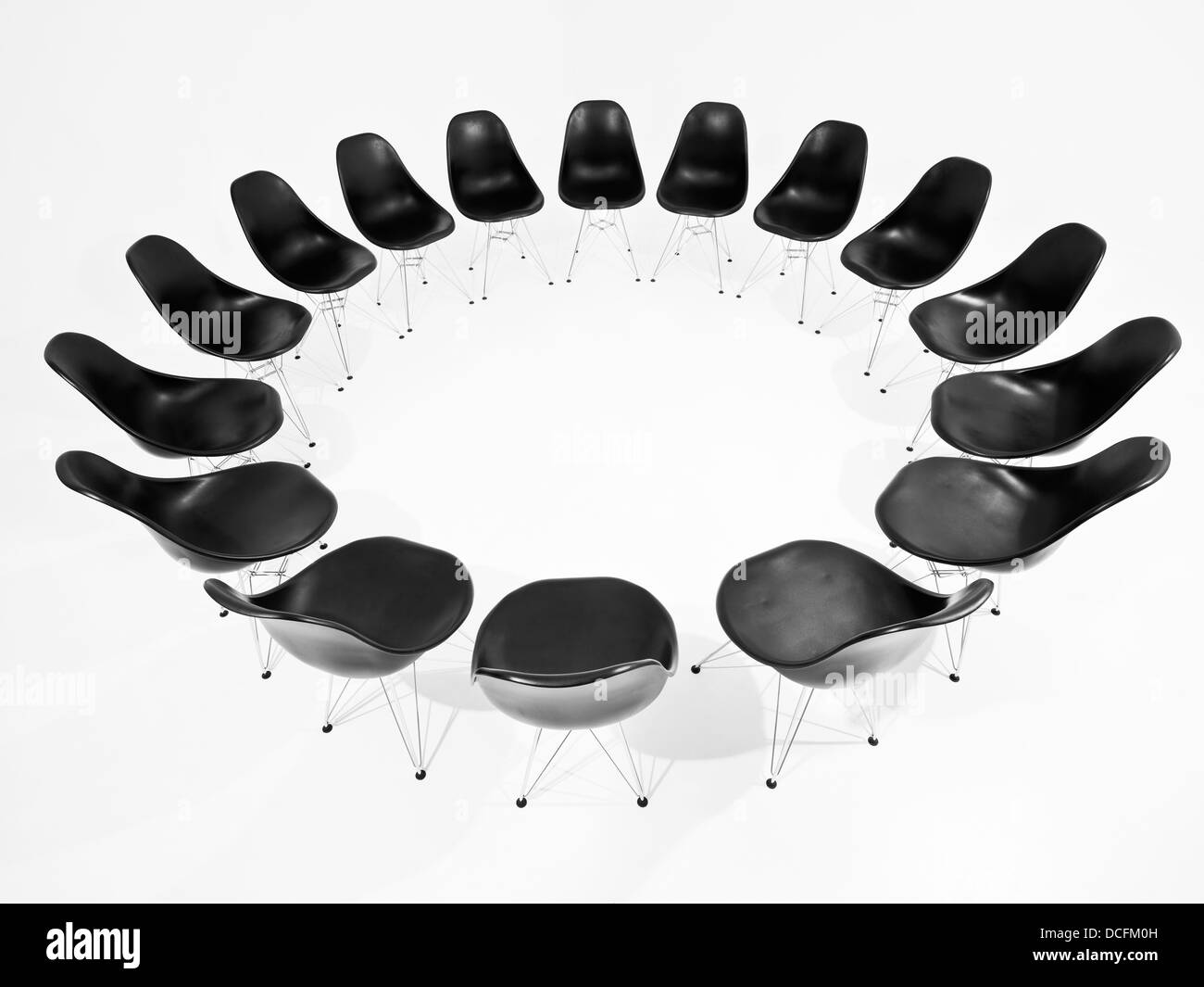 Black Chairs in a circle Stock Photo Alamy