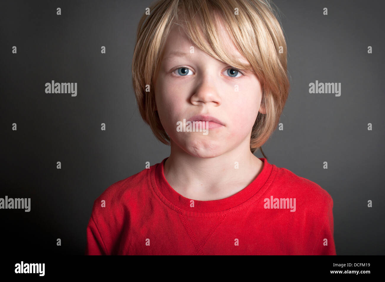 a scared lonely boy Stock Photo