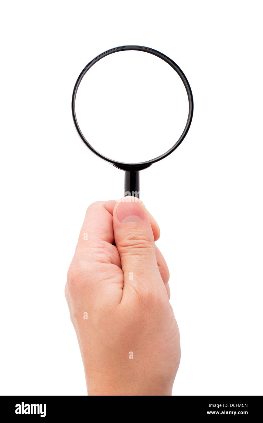Hand holding magnifying glass Stock Photo Alamy