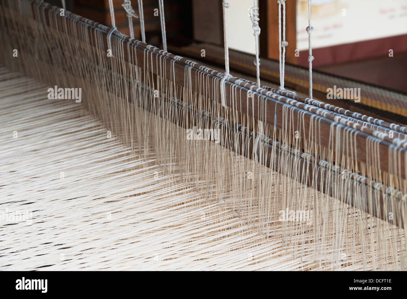 Cotton Weaving; Chiang Mai, Thailand Stock Photo