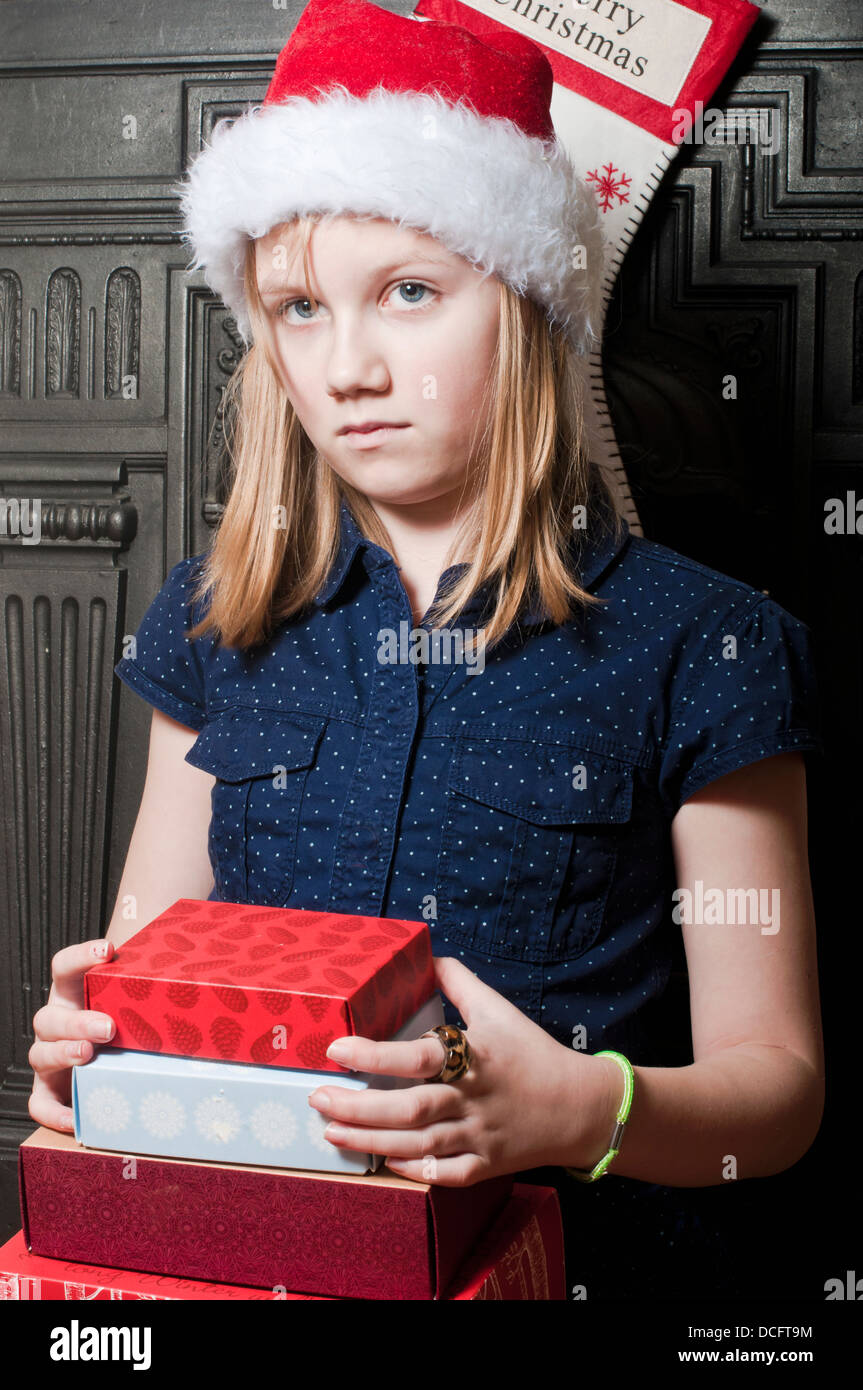 Unhappy Christmas child Stock Photo