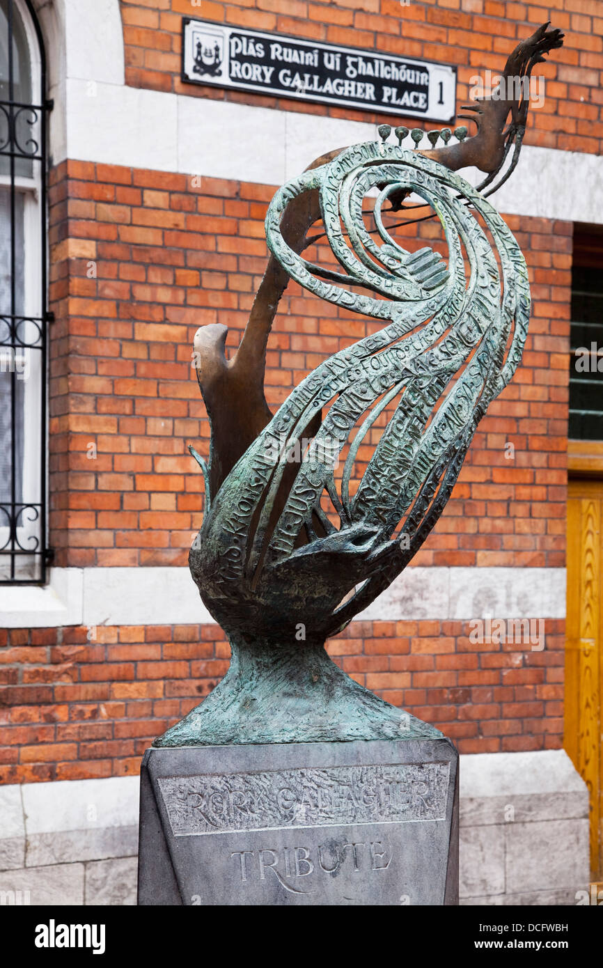 Statue In Tribute To Musician Rory Gallagher; Cork City, County Cork, Ireland Stock Photo
