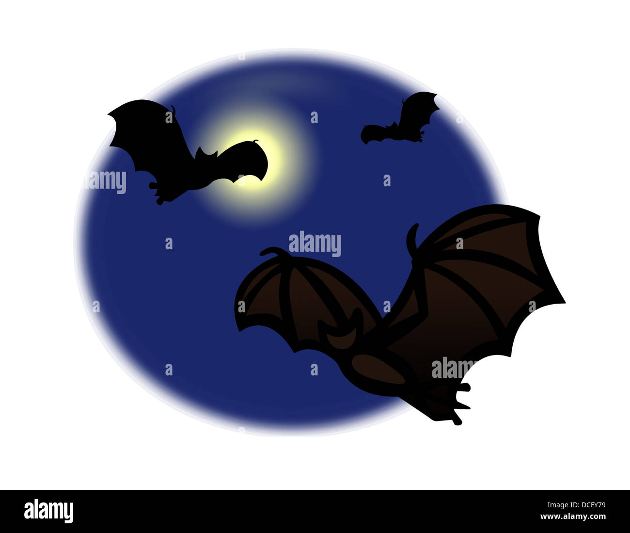 Bats flying around the full moon Stock Photo Alamy