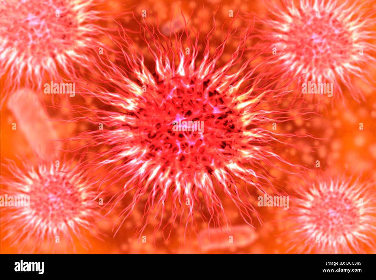 Microscopic view of dendrimers. Dendrimers are repetitively branched molecules. Stock Photo
