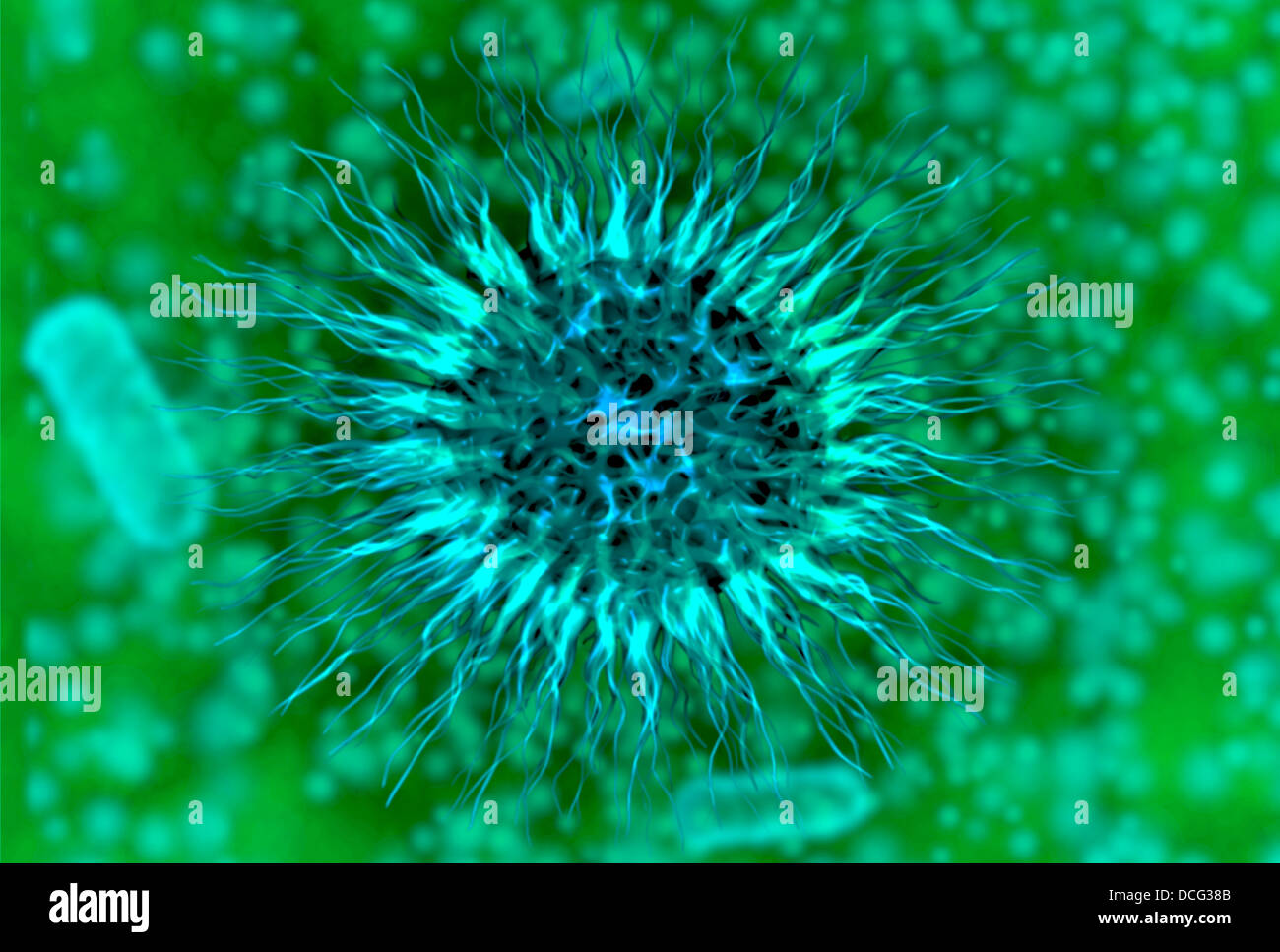 Microscopic view of dendrimers. Dendrimers are repetitively branched molecules. Stock Photo